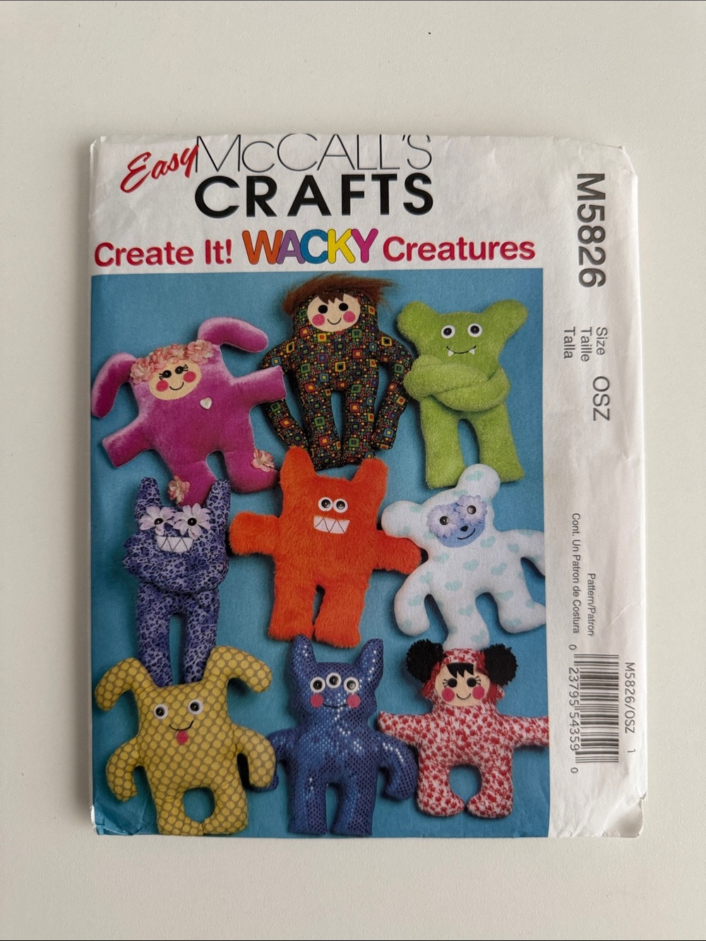 Easy McCall’s Crafts - Wacky Monster Creatures - NEW - Sewing Plush Toy Pattern